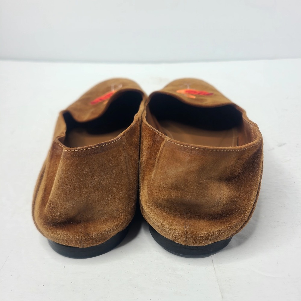 Aquazzura Firenze Flamingo Embroidered Suede Loafers Flats Brown Size 39 - Picture 7 of 9